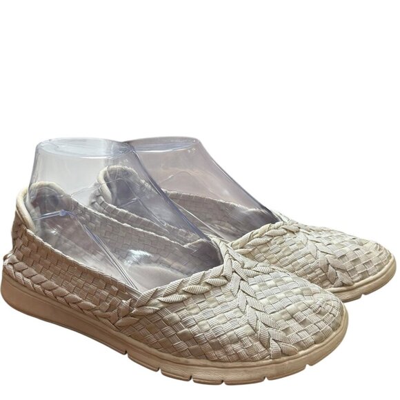 BOBS from Skechers Woven Womens Flats Shoes Cream Size 8 Nice Condition - Picture 1 of 10